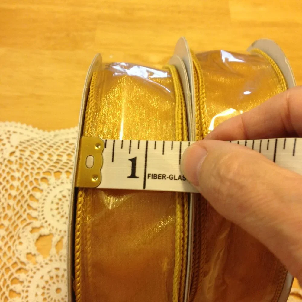 Gold Christmas or Thanksgiving Ribbon, gift ribbon or to make wreaths